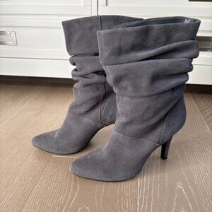 Grey Suede Slouchy Boots, Size 8